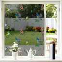 2 x One Way Privacy Window Film for Home, 99% Heat UV Blocking Window Tint, Birds & Leaves Decorative Static Cling Film, Professional Squeegee for Bubble-Free Install, No Residue, 17.5"W x 78.7"H