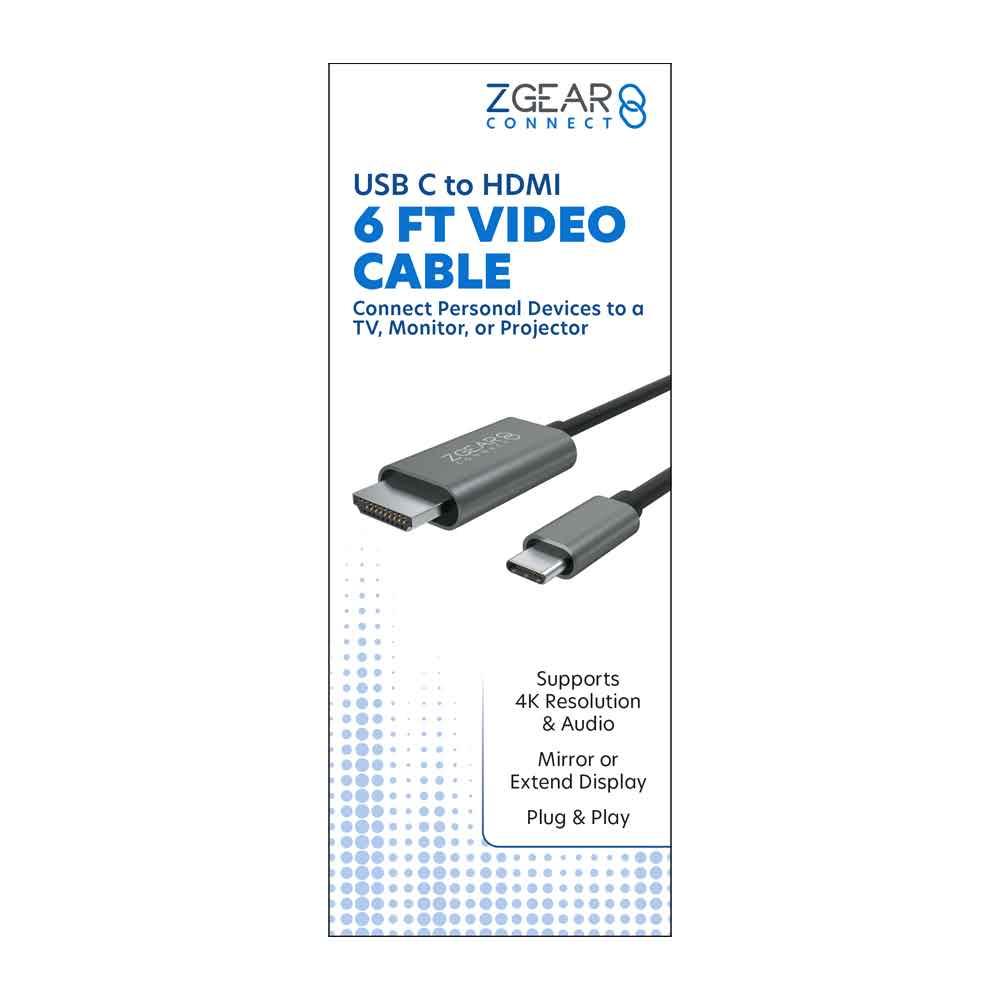 Zgear USB-C to HDMI Cable 6 Foot Supports 4K Resolution & Audio Plug & Play