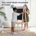 Tiny Land Easel for Kids with 2 Drawing Paper Roll, Adjustable Kids Art Easel, Learning-Toy for 3,4,5,6,7,8 Years Old Boy & Girls, Wooden Chalkboard & Magnetic Whiteboard & Painting Paper Pink