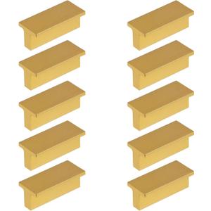 Wealrit 10 Pack Drawer Pulls 2 Inch Length T Shaped Cabinet Pulls Knobs for Dresser Drawer Rectangle Furniture Cabinet Handles 1.26" Hole Center(Champagne Gold)