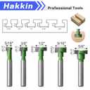 Hakkin 8pcs Keyhole Router Bit Set -1/4 Inch Shank T Slot Keyhole Router Bits Set, T-Track Slotting Milling Cutters Set for Wood (Green)