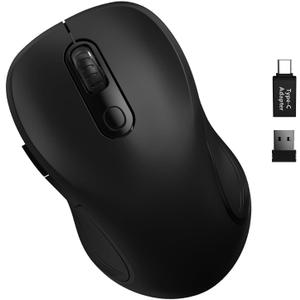 Trueque Wireless Mouse for Laptop, 2.4GHz Ergonomic Computer Mouse with Back & Forward Buttons, 3 Levels Tracking Speed, 6 Buttons, Optical USB Cordless Mice for Windows Chromebook MacBook PC (Black)
