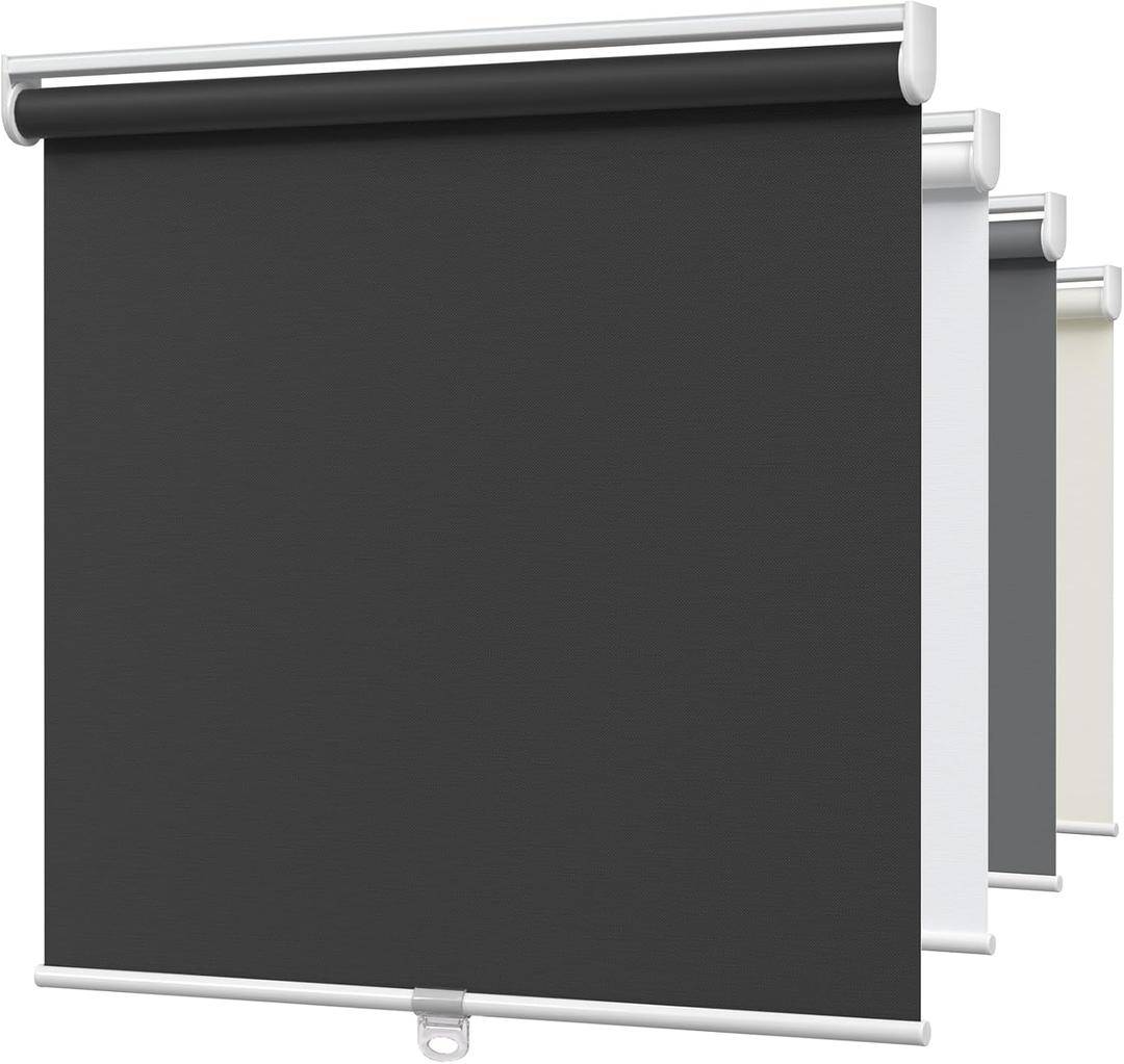 MYshade Blackout Cordless Roller Shades, Room Darkening Free-Stop Roll Up Blinds for Windows, Pull Down Blocking Blind for Home and Office, Easy to Install, 35.5" W X 72" H, Black