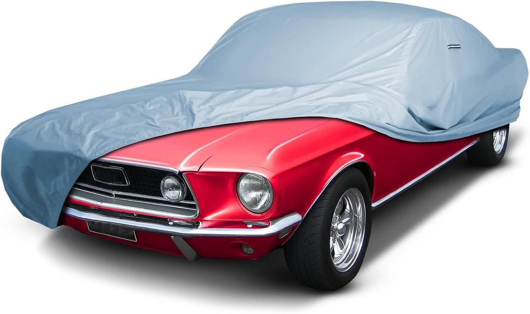iCarCover Custom Car Cover for 1964-1968 Ford Mustang Waterproof All-Weather Rain Snow UV Sun Protector Full Exterior Weatherproof Indoor Outdoor Car Cover (Sky Gray)