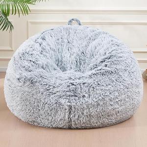 Comfy Soft Bean Bag Chair Cover for Teens Adults Boys, Living Room Furniture No Filler Cover Only, Stuffed Animal Bean Bag Chair with Side Pocket Anti-Slip Bottom