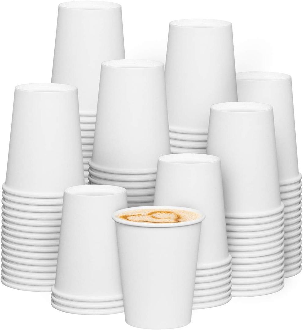 GUSTO 8 oz White Paper Cups [300 Count] Disposable Coffee Cups for Hot & Cold Beverages, Sturdy Paper Drinkware for Home, Office & Events (Formerly Comfy Package)