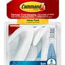 Command Bath Large Towel Hook Value Pack, Clear Frosted, 3-Large Hooks, 3-Water-Resistant Strips, Organize Damage-Free