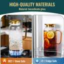 2 Pack 2 Liter/68 oz Glass Pitcher with Lid, Water Pitchers with Handle for Fridge, Large Jug for Iced Tea, Coffee, Borosilicate Glass Carafe for Hot/Cold Brew Drink and Homemade Beverage, Gold