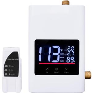 2025 Upgraded Tankless Water Heater Electric 110V Under Sink Small Hot Water Heater On Demand for Kitchen Bathroom 3000W Large Screen White