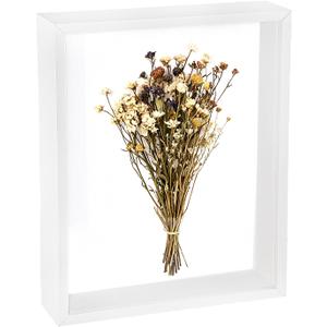 White Wooden Dried Flower Photo Frame, 8×10 Inch Pressed Flowers Display Stand Decorative Floating Photo Frame for Handicrafts, Tabletop Decor, Artwork, 1 Pc 