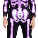 HSCTEK Child Light-up Skeleton Costume (Updated EL Wire) (10-12, Purple)