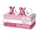 Chenkaiyang 2 Pcs Pink Valentine's Day Tiered Tray Decor Bundle, Rustic Wood Decorative Book Stack,Be My Sweet Valentine Love Table Sign with Twine for Farmhouse Shelf Home Tiered Tray Decor(Pink) (6"L x 4.2"W x 0.4"H)