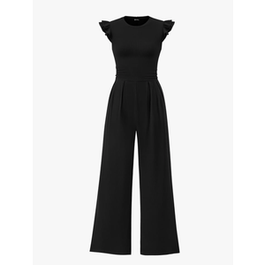 Summer Jumpsuits for Women Dressy 2025 Fashion Ruffle Cap Sleeve Romper Crew Neck Rib Knit One Piece Outfits Small