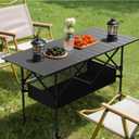 4FT Folding Camping Table,Portable Roll-up Picnic Table with Carry Bag & Mesh Storage,Lightweight Camp Table for Camping,Picnic,Backyard,Party,Patio,BBQ, 21.65 inches x 46.46 inches x 37.79 inches