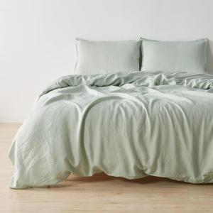 100% Pure European Flax Linen Duvet Set - 3 Pc King Size Duvet Cover with Shams - Breathable for Hot Sleepers, Durable Bedding Set - Corner Ties & Zipper Closure (King/California King, Eucalyptus)