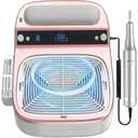 2-in-1 Nail Dust Collector & Electric Nail Drill File, Cordless Nail Machine with Stepless Speed Forward Reverse, 5 Suction Mode 4000RPM Dust Collector Nail Tech 6000mAh Rechargeable for Home Salon