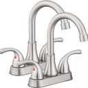 Brushed Nickel Bathroom Sink Faucet 4 Inch Faucet 2 Handle with Pop-up Drain Stopper and Supply Hoses(Set of 2)