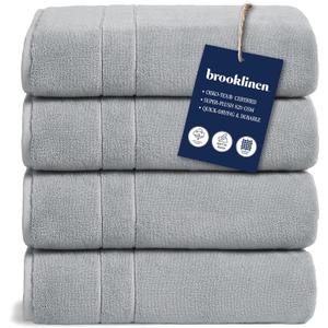 Brooklinen Super-Plush Turkish Cotton Bath Towel Set - Includes 4 Bath Towels Cotton, 820 GSM, Highly Absorbent, Machine Washable, Perfect for Home & Bathroom (Smoke Grey)