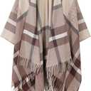 Ladiery Winter Shawl Wrap for Women,Soft Plaid Blanket Scarf, Warm Pashmina for Cold Weather, Travel, and Christmas Gifts (Brown)