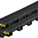 VEVOR Trench Drain System, 5.7x3.1x39-Inch HDPE Drainage Trench,Channel Drain with Plastic Grate, Black Plastic Garage Floor Drain, 3x39 Trench Drain Grate, for Garden, Driveway-3 Pack