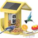 Bird Feeder with Camera Solar Powered : Smart Camera Bird Feeder 2K Live Feed Cam for Outdoor Backyard - Ai Identify Auto Capture Videos Pictures, Gifts for Birdlover Mom Dad, 2.4GHz WiFi (Yellow)