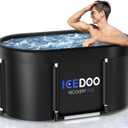Upgraded 112-Gal Oval Ice Bath Tub with Air Ring, Portable Multi-Layered Cold Plunge Tub - Foldable & Inflatable, with Lid
