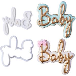 Baby Word Cookie Cutter Set, Baby Shower Cookie Stamp DIY Biscuit Fondant Molds Cake Decorating Tool Baby Shower Decorations