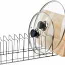 SANNO Pot Lid Organizer Pot Lid holder, Pots and Pans Organizer Drawer Plate Organizer for Bakeware Dish Plate, Cutting Boards, Pots & Pans, Serving Trays, Reusable Containers in Cabinet Pantry (Stainless-10 Slot)