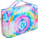 Bluboon Toiletry Bag Travel Makeup Bag Portable Cosmetic Bag Organizer for Women and Girls (Tie Dye Blue)