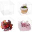 BENECREAT 30 Pack 3.5x3.5x3.5 Inch Clear Plastic Easter Party Favor Box PVC Candy Gift Wrap Boxes for Wedding Party Candy Cookie Choclates Treat