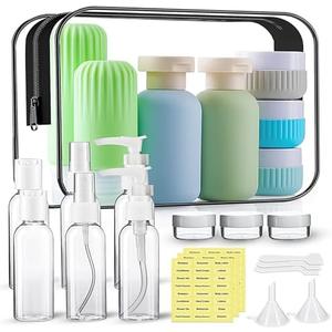Travel Bottles for Toiletries, 25 Pack TSA Approved Travel Size Containers for Toiletries, Leak Proof Refillable & Squeezable Toiletry Bottles Kit with Clear Bag for Shampoo Lotion Cream Conditioner