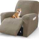 MAXIJIN Waterproof Recliner Covers for Large Recliner 3 Pieces Oversized Recliner Chair Covers, Washable Lazy Boy Reclining Slipcovers with Pockets for Pet, Kids (XL Recliner, Khaki New)