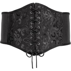 XZQTIVE Womens Corset Belt, Wide Elastic Lace Up Pirate Corset for Dress Black Renaissance Waist Cinch Belt for Costume (Waist 32-35in)