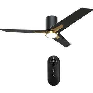 52 Inch Ceiling Fan with Lights, Modern 3-Blade DC Motor Fan with Remote Control, 3 Speeds, Dimmable LED, Reversible Motor, for Bedroom Living Room, Large