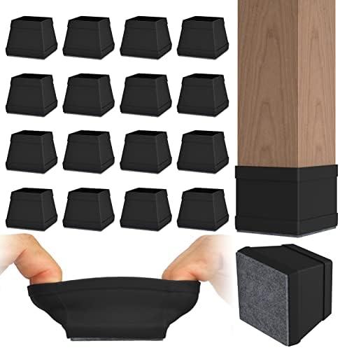 Uukyttrium 8 pcs Square Silicone Chair Leg Floor Protectors.(1-1/2" Black Large).
