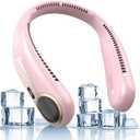 Portable Neck Fan,Hands Free Personal Wearable Bladeless Fan,6000mAh USB Rechargeable,360 Cooling,LED Display,4-Speeds,Birthday Gifts for Men Women Dad Mom,Valentines Day Gifts for Her Him (Pink)