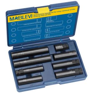 MABLEVI 8PCS Wheel Lock Removal Kit, SAE Metric Lug Nut Key Set for Easy Removal of Locking Lug Nuts on Aftermarket 5, 6, 7, 12 Spline and Hex Style