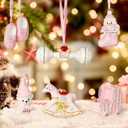 Lanpn 6 Pcs 2025 Baby's First Christmas Ornament 4" 5.5", 1st Xmas Tree Ornaments Gift Set for Baby Girl, Adorable Christmas Newborn New Bebe Keepsake, Personalised Name Holiday Hanging Decor, Pink