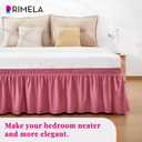 RIMELA Dusty Red Bed Skirt King Size 18 Inch Drop, Wrap Around Elastic Bedskirt, Dust Ruffle for Adjustable Bed Base Machine Washable Easy to Install Bed Skirts