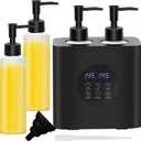 Lotion Warmer, Yofuly Massage Oil Warmer for Massage Therapy, Electric Massage Oil Heater with Four Oil Bottles, Portable Cream Warmer Heated Dispenser for Spa, Salon and Home Use, Matt Black