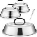 HaSteeL Cheese Melting Dome 12Inch & 9Inch, Stainless Steel Round Steaming Basting Cover Set, Heavy Duty Griddle Grill Accessories for Flat Top Griddle Teppanyaki BBQ Cooking Indoor & Outdoor - 2Packs 