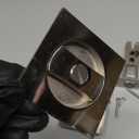 goldenwarm Brushed Nickel Square Pocket Door Lock, Pocket Door Hardware for 2-1/8'' Round Bore Hole, Pocket Door Handles Fit 1-1/4'' to 2'' Thickness Sliding Door 2-3/8'' Latch 1 Pack