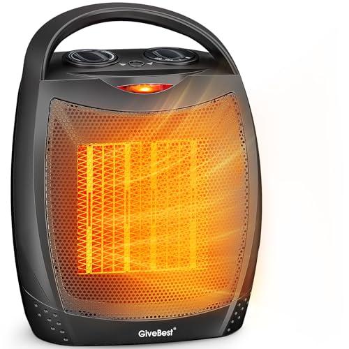 GiveBest Portable Electric Space Heater, 1500W/750W Ceramic Heater with Thermostat, Heat Up 200 Square Feet in Minutes, Safe and Quiet for Office Room Desk Indoor Use