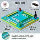 Floating Mahjong Table for Pool - 33.5in Foldable Water Game Table for Card Games & Tile Games - Portable Swimming Pool and Hot Tub Float Board Game Tray for Adults, Domino Floater Table (Blue)