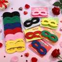 24 Pcs Class Valentines Day Gifts for Kids Colorful Felt Eye Masks for Party Kids with Valentine Gift Cards Photo Props Dress up Cosplay Felt Masks Costume for Classroom Exchange Birthday
