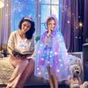 DOLNOW Princess Dress Up for Girls, Unicorn Light up Princess Cape Princess Dress Costume Crown Gift for Girls 3 4 5 6