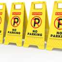 Henka 4-Pack No Parking Sign, 24 Inch Height, Double Sided A-Shaped Frame No Parking Sign, Folding No Parking Signs for Outside, Lawn, Driveway, Garage, Yard, Fire Lane - Bright Yellow