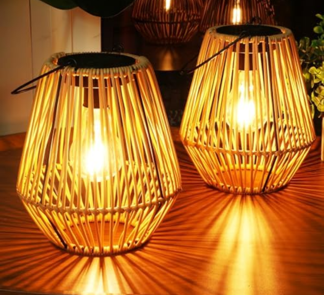 Homemory 2 Pack Solar Lanterns Outdoor Waterproof Hanging Lights, Outside Solar Lamp Decorative for Garden, Yard, Patio, Porch, Trees, Lawn, Pathway, Table