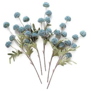 Floroom 5pcs Dusty Blue Faux Silk Mums Artificial Flowers, Bulk Fake Small Mini Chrysanthemums with Stems for DIY Slate Blue Wedding Centerpieces Floral Arrangements Vase Fillers Home Decorations