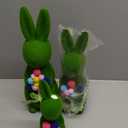 BrilliantJo Spring Decoration Figurines Decor Gift for Women Cute Moss Bunny Large Rabbit Kit Holding Balloons Set of 3(15", 13", 10") Green Desk Mother's Day Holiday Birthday for Home Office Garden